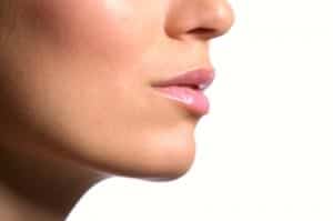 right profile of a woman's nose and chin