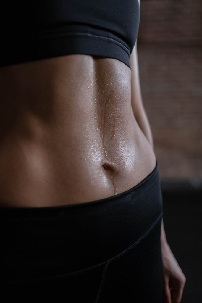 close up view of a woman's abs