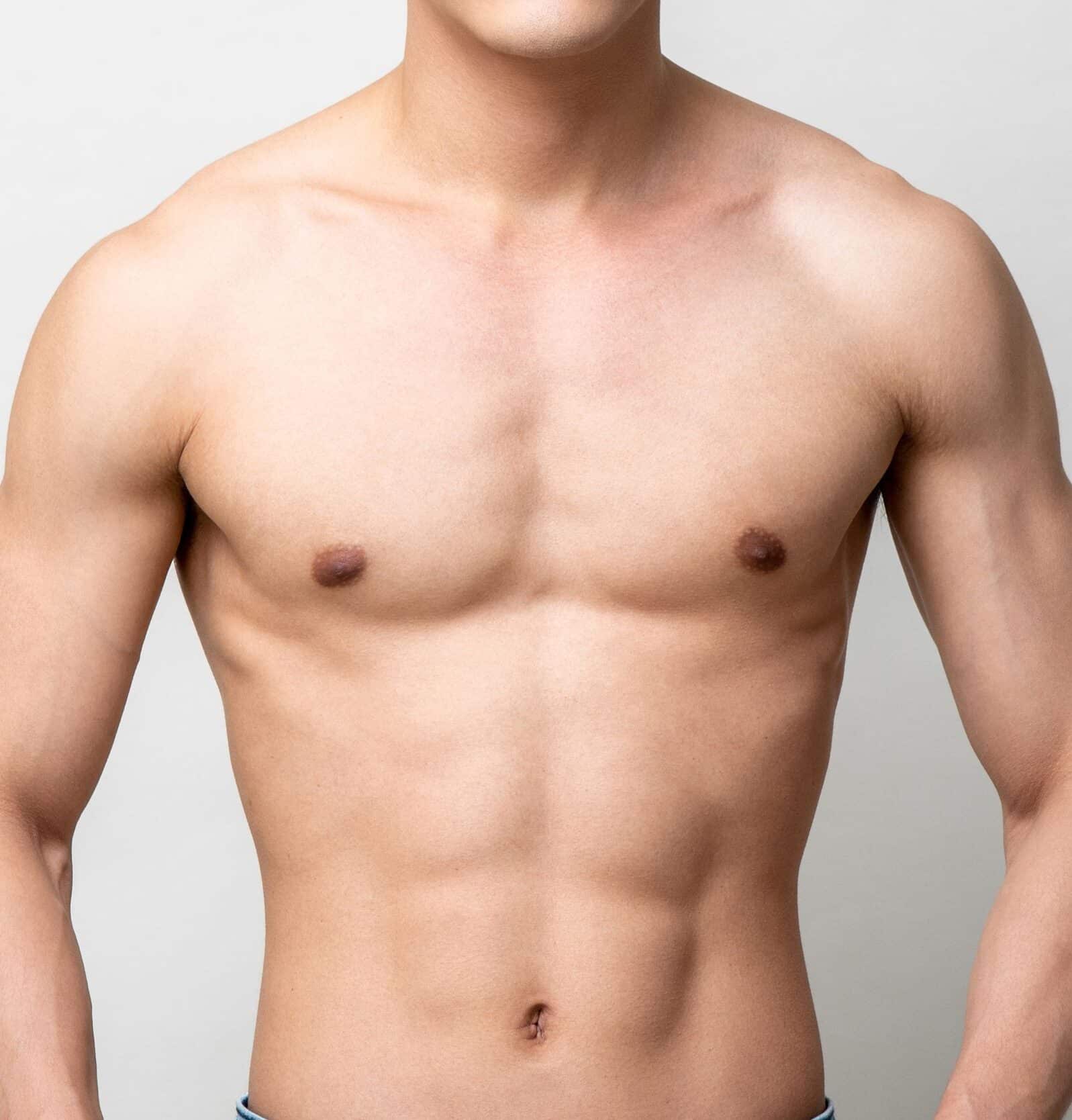 Male top body open with smooth skin