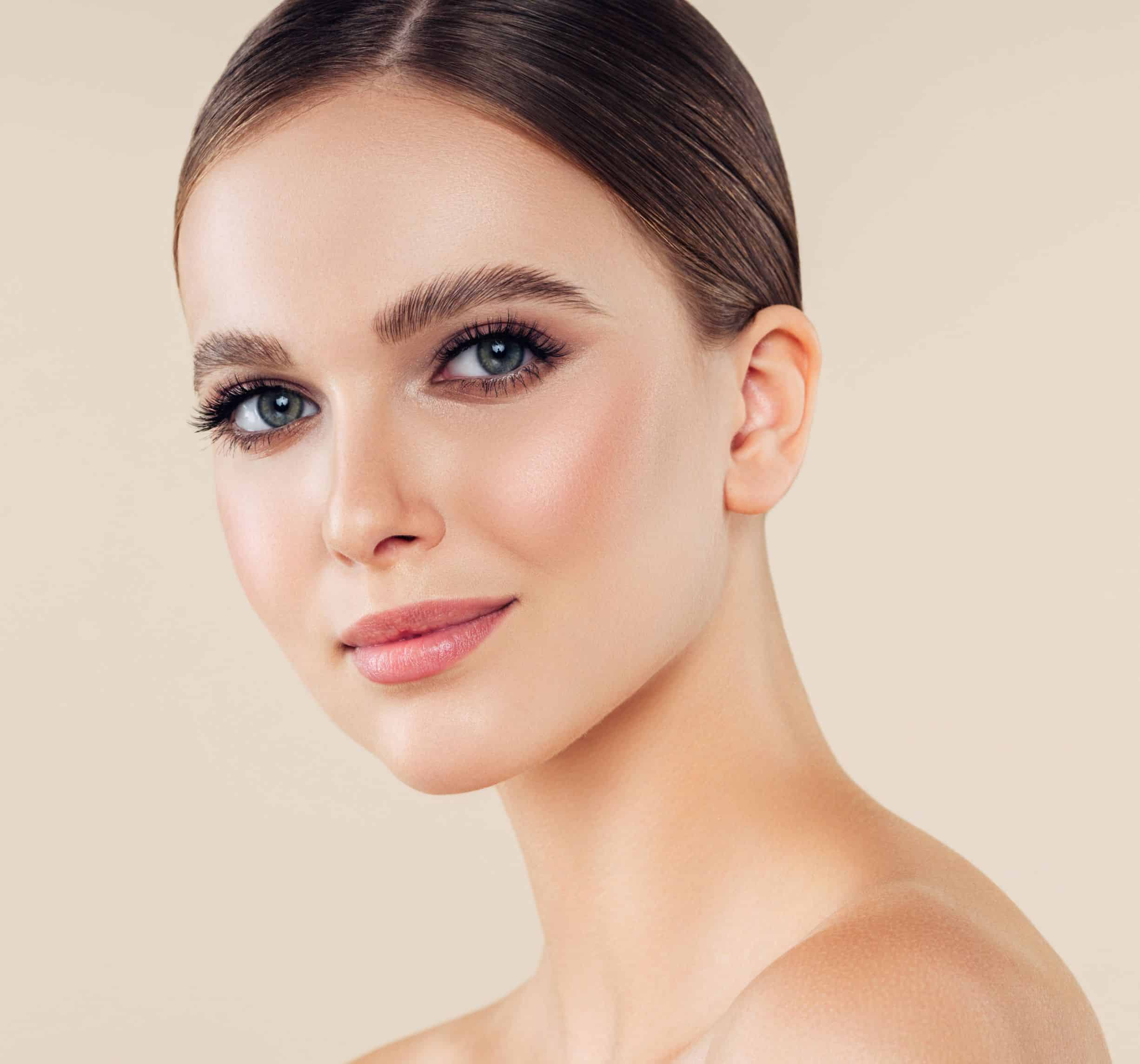 Female with clear skin looking sideway