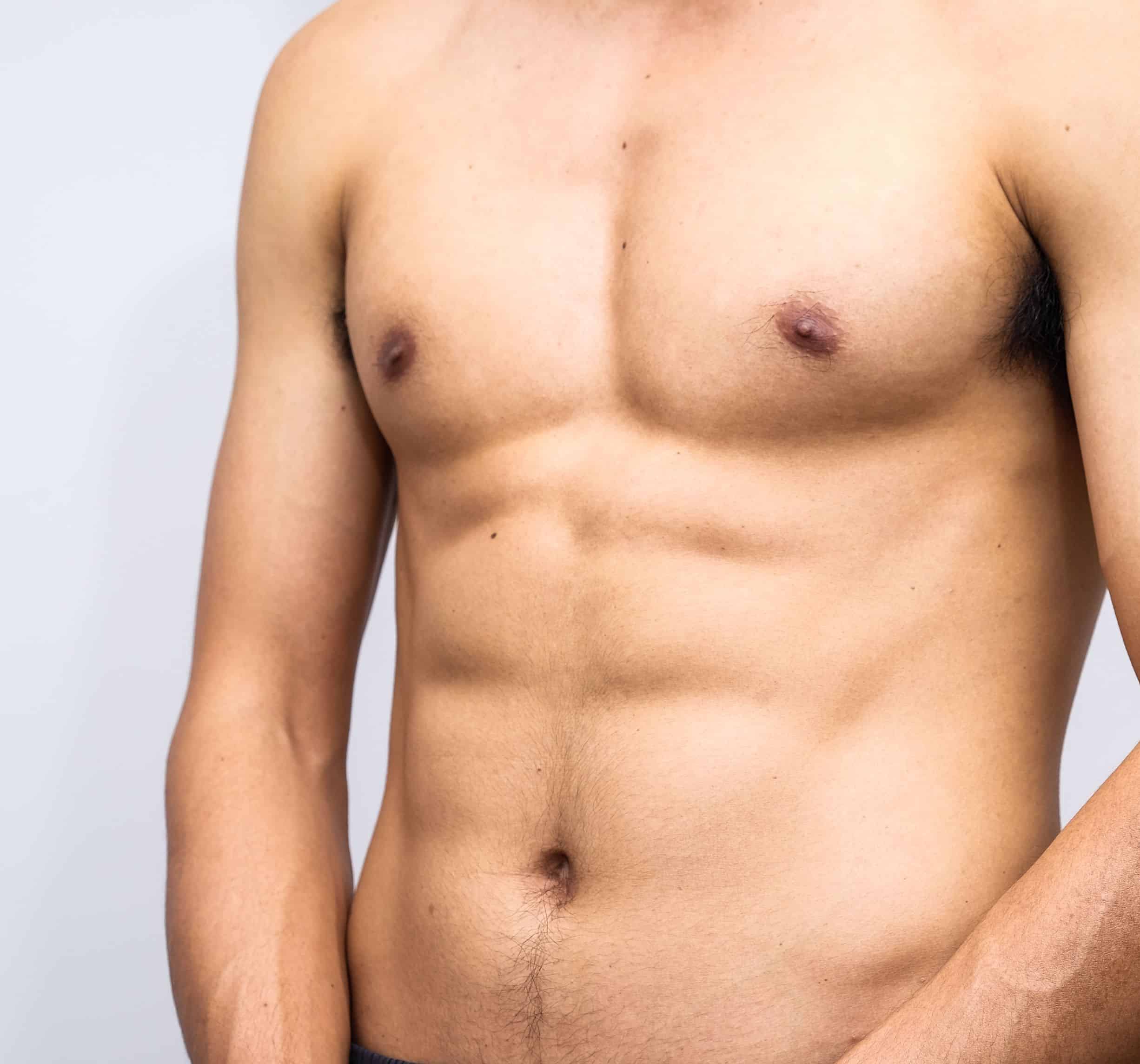 Shirtless male top body close up